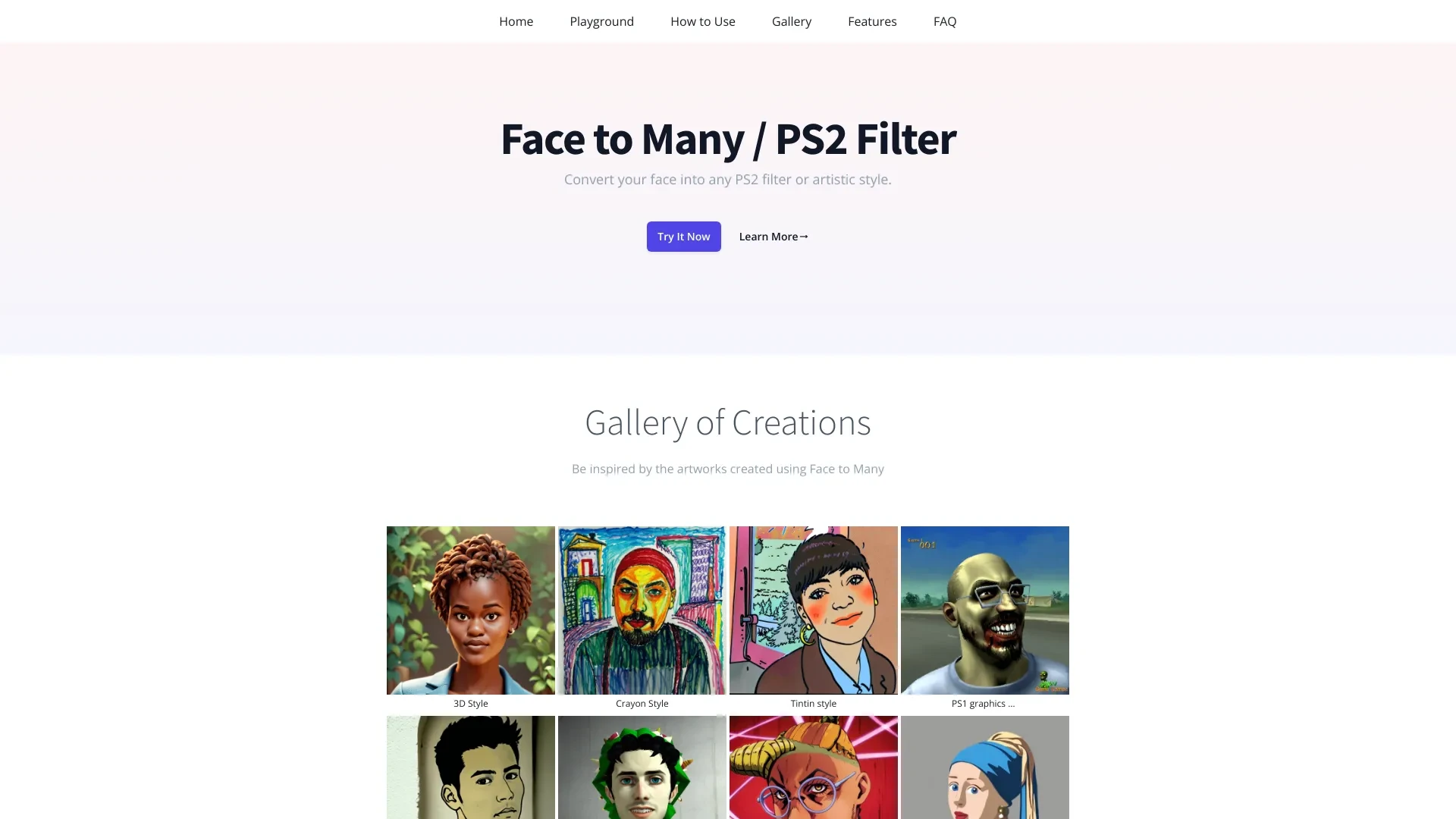 Face to Many website preview