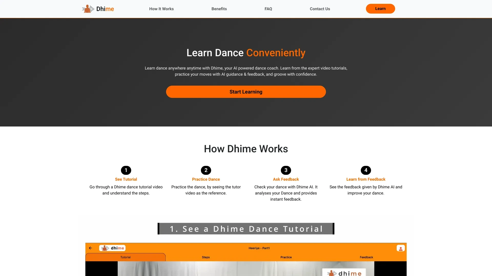 Dhime website preview