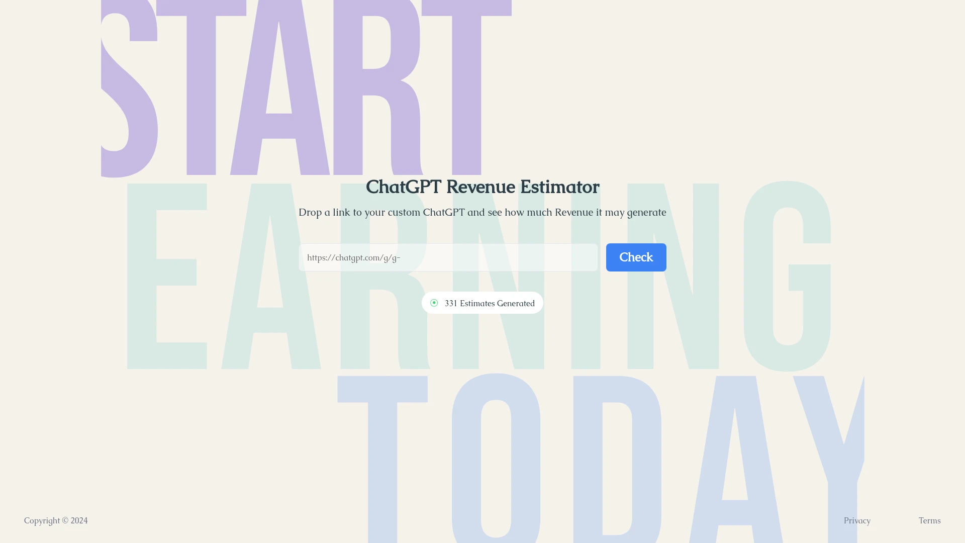 ChatGPT Revenue Estimator website preview