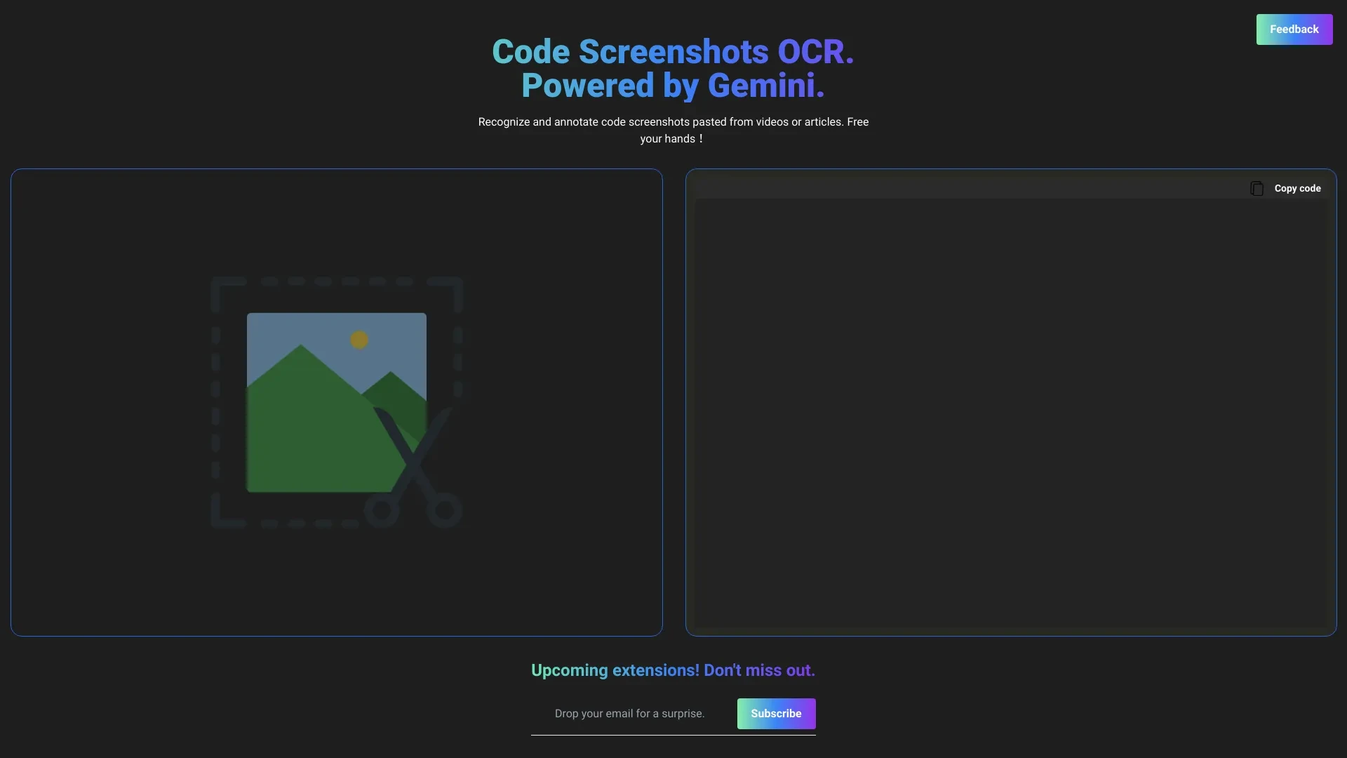 Pic2Code website preview