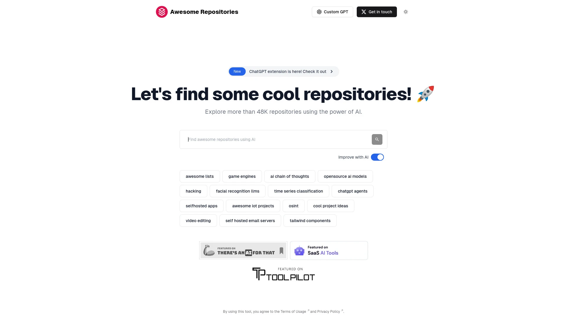 Awesome Repositories website preview