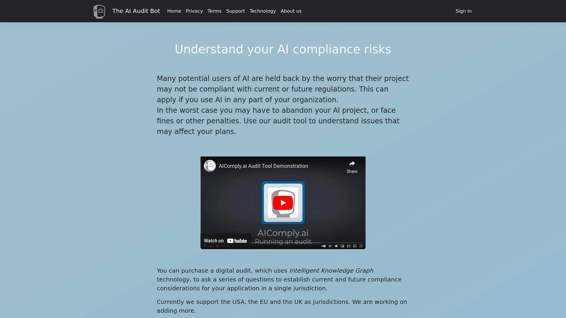 AI Compliance Auditing website preview