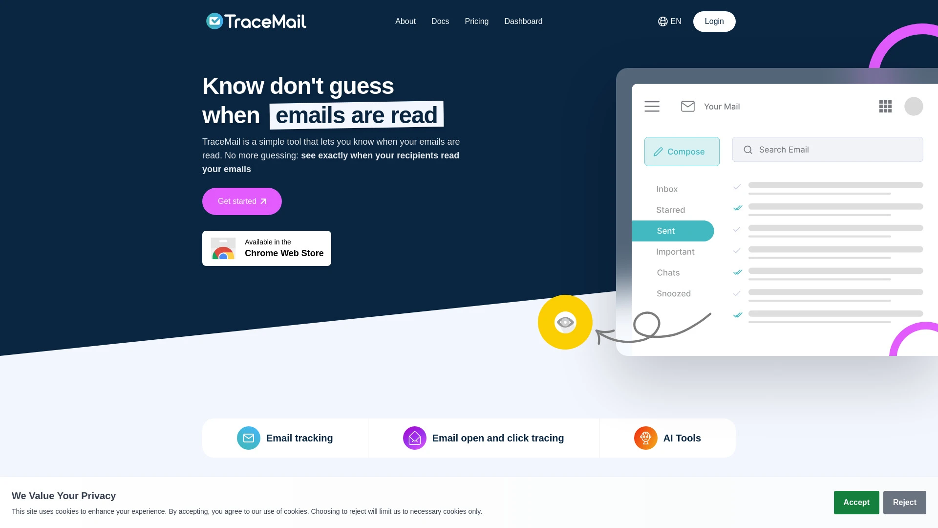 TraceMail website preview