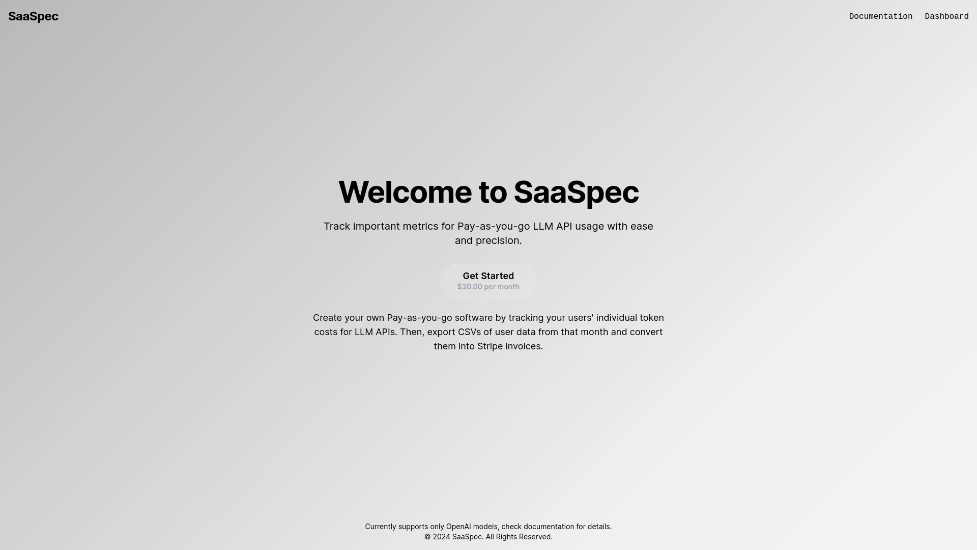 SaaSpec website preview