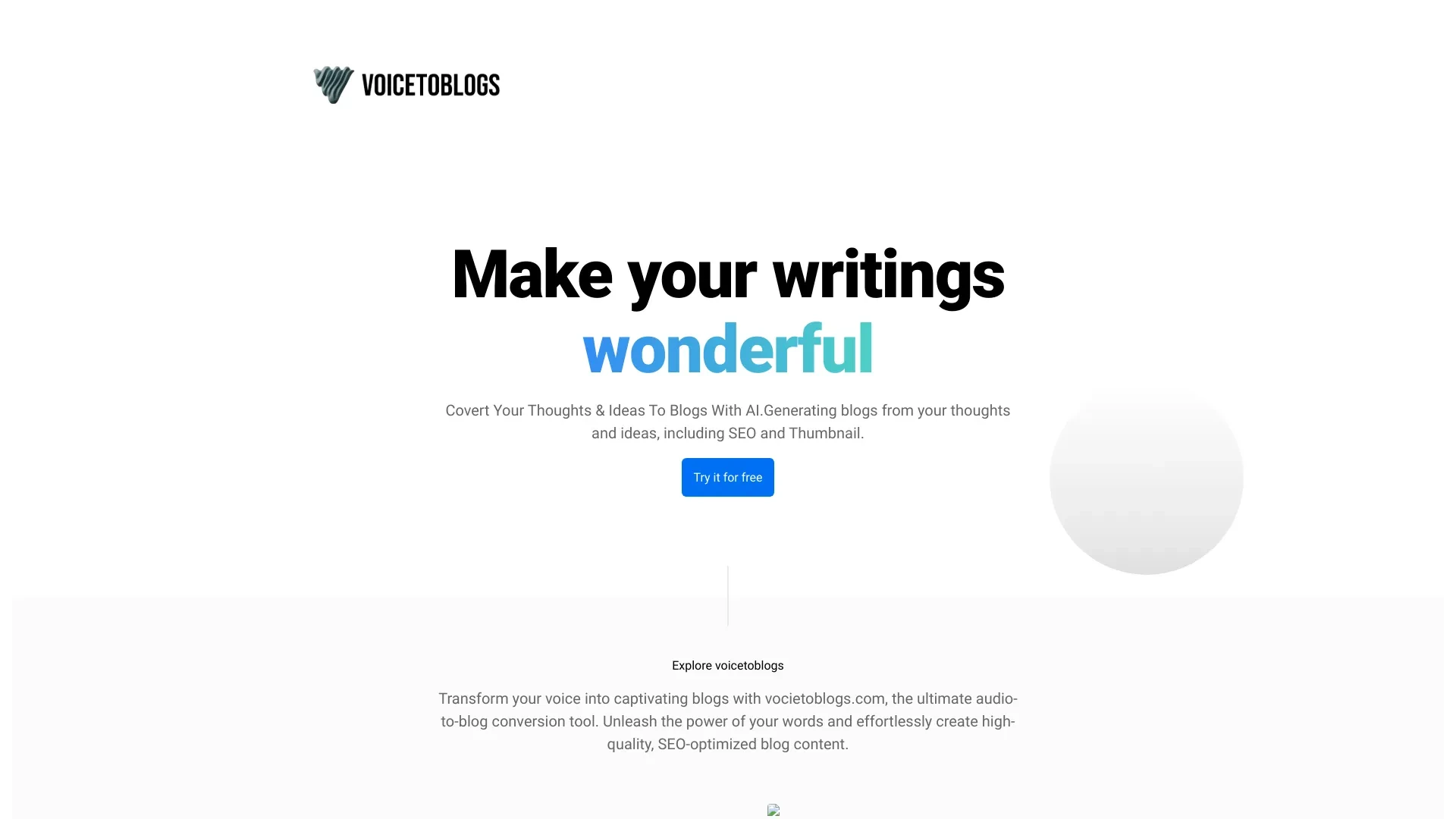 VoiceToBlogs website preview