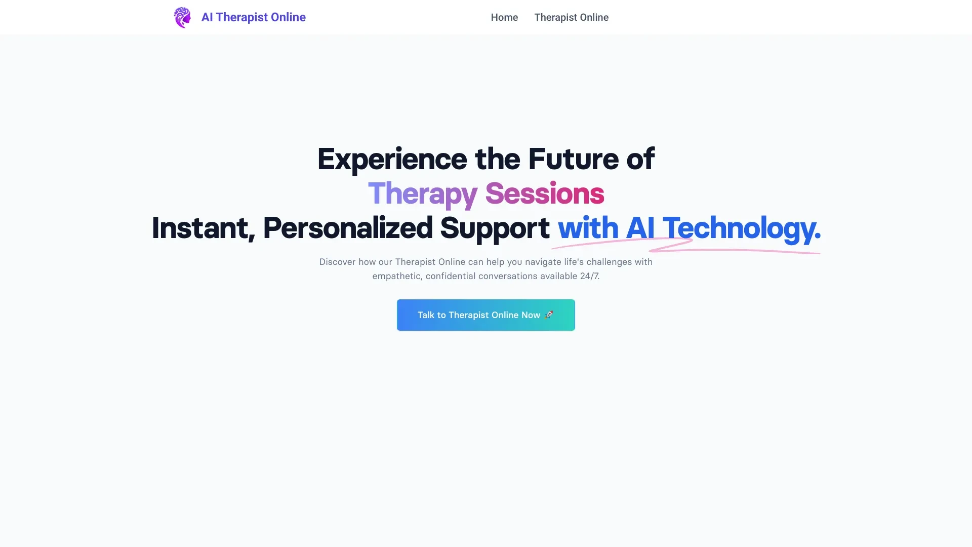 AI Therapist Online website preview