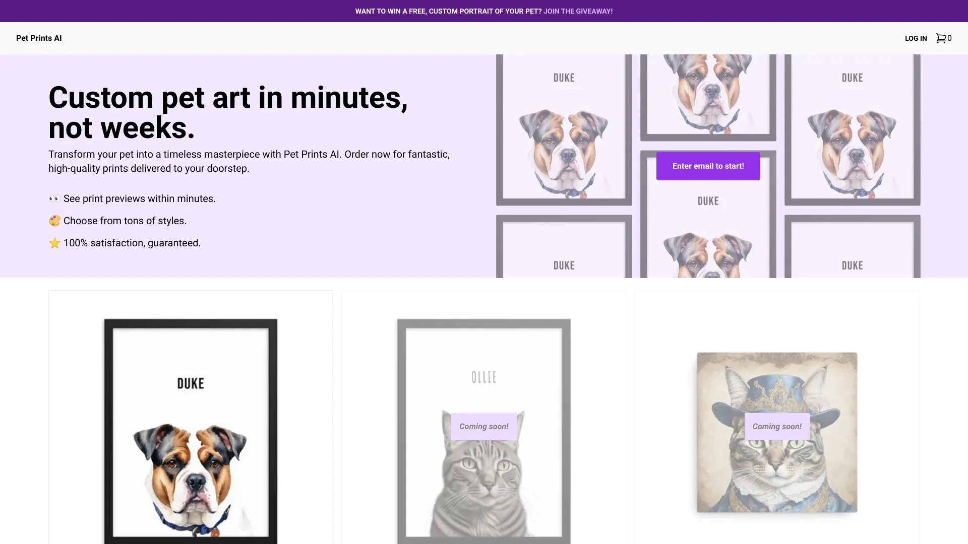 Pet Prints AI website preview