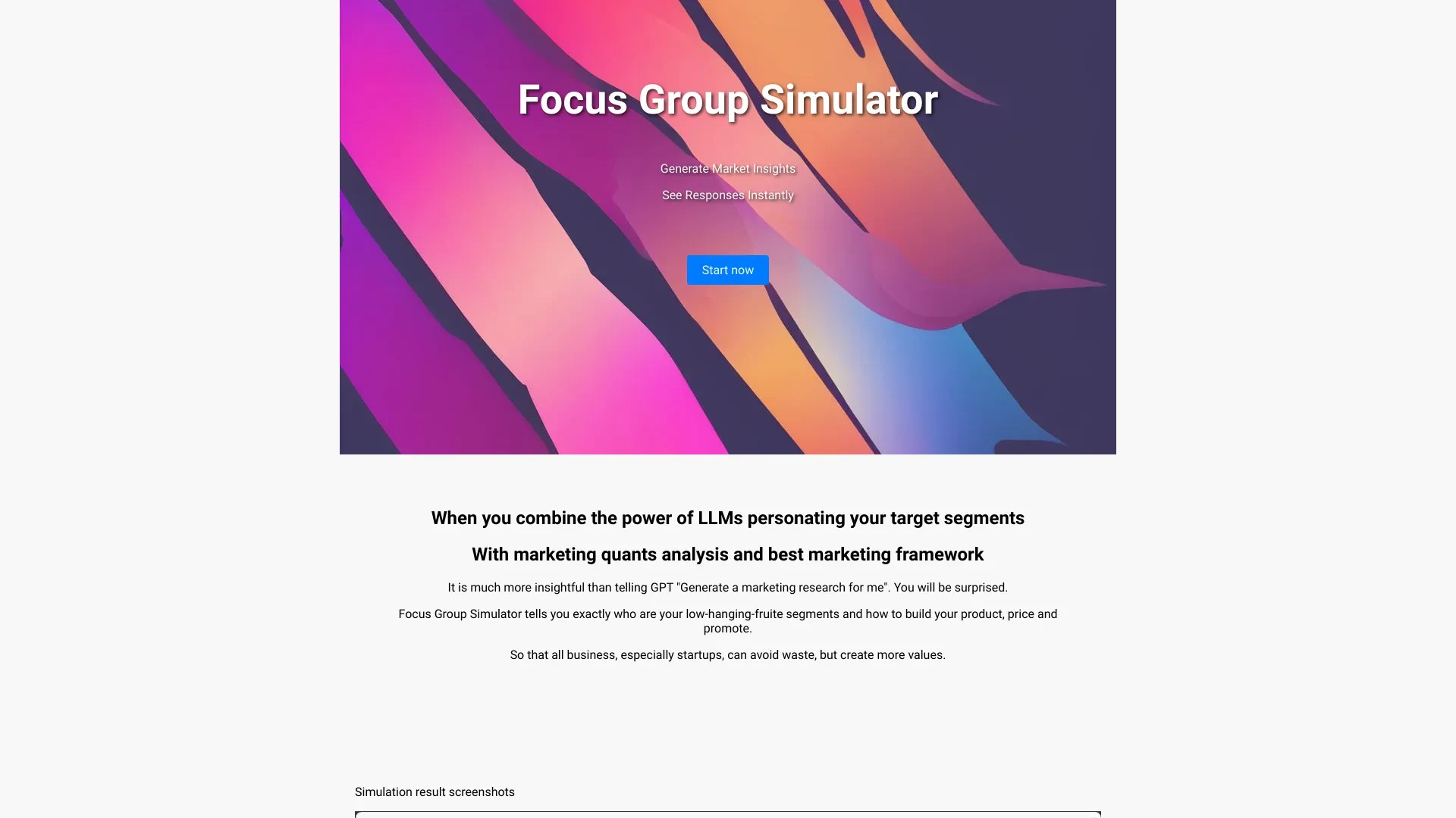 Focus Group Simulator website preview