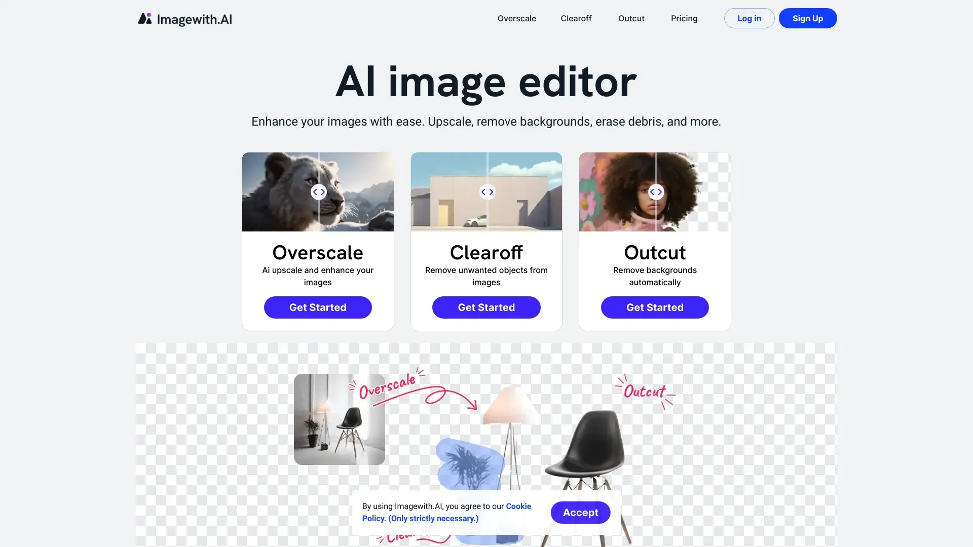 Imagewith.AI website preview