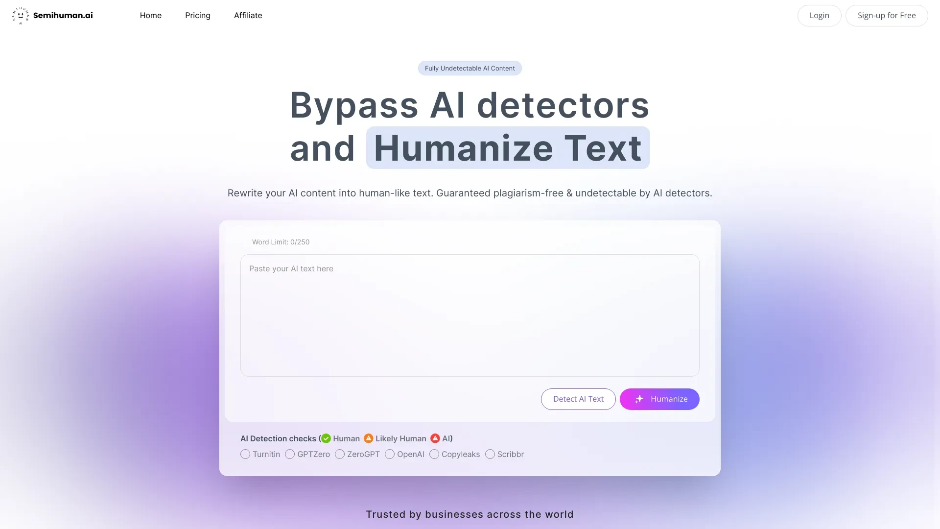 Semihuman AI website preview