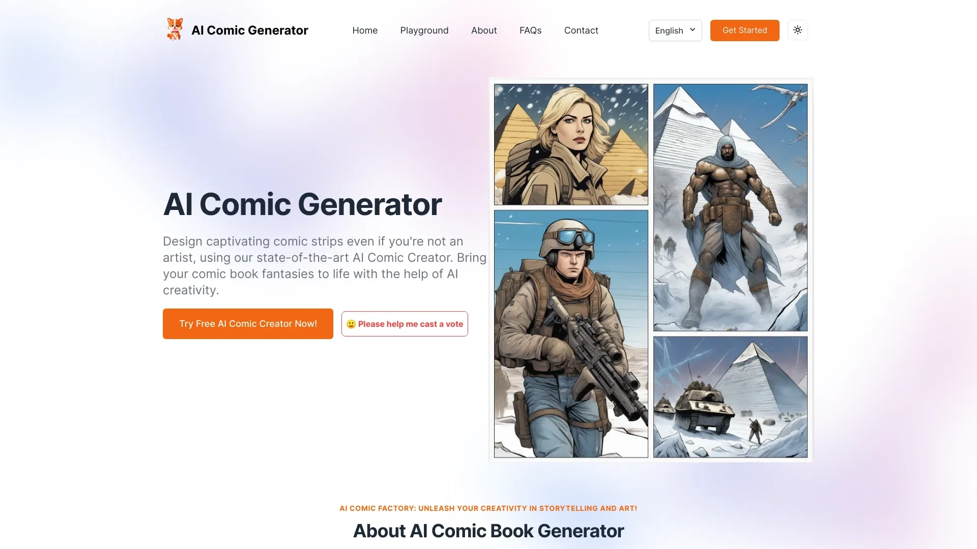 AI Comic Generator website preview