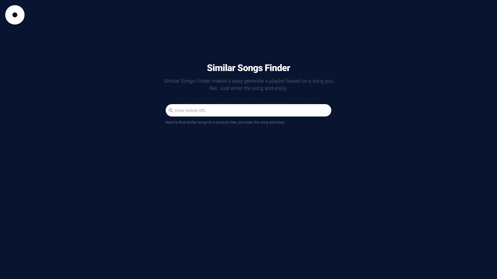 Similar Songs Finder website preview