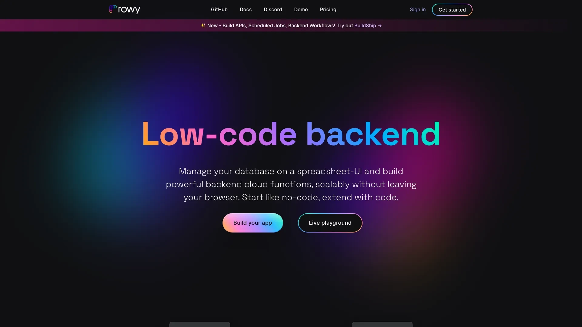 Rowy website preview
