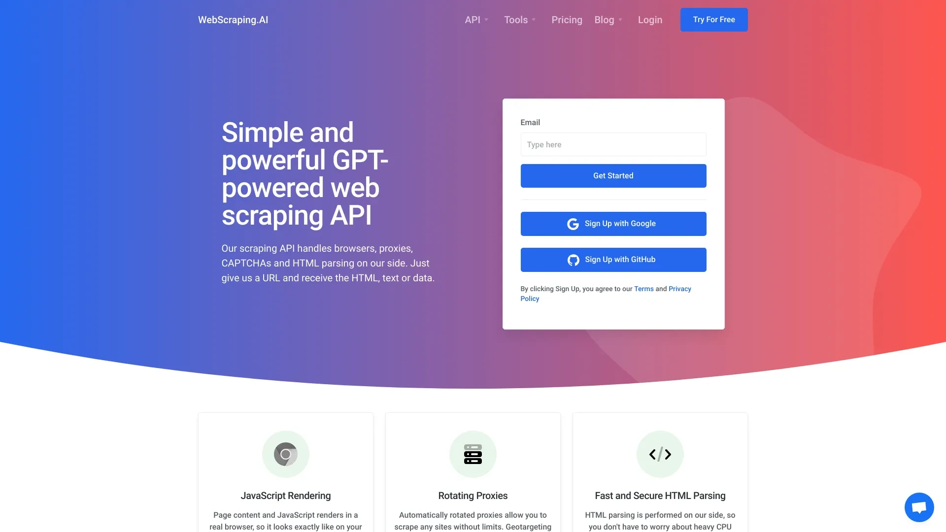 WebScraping.AI website preview