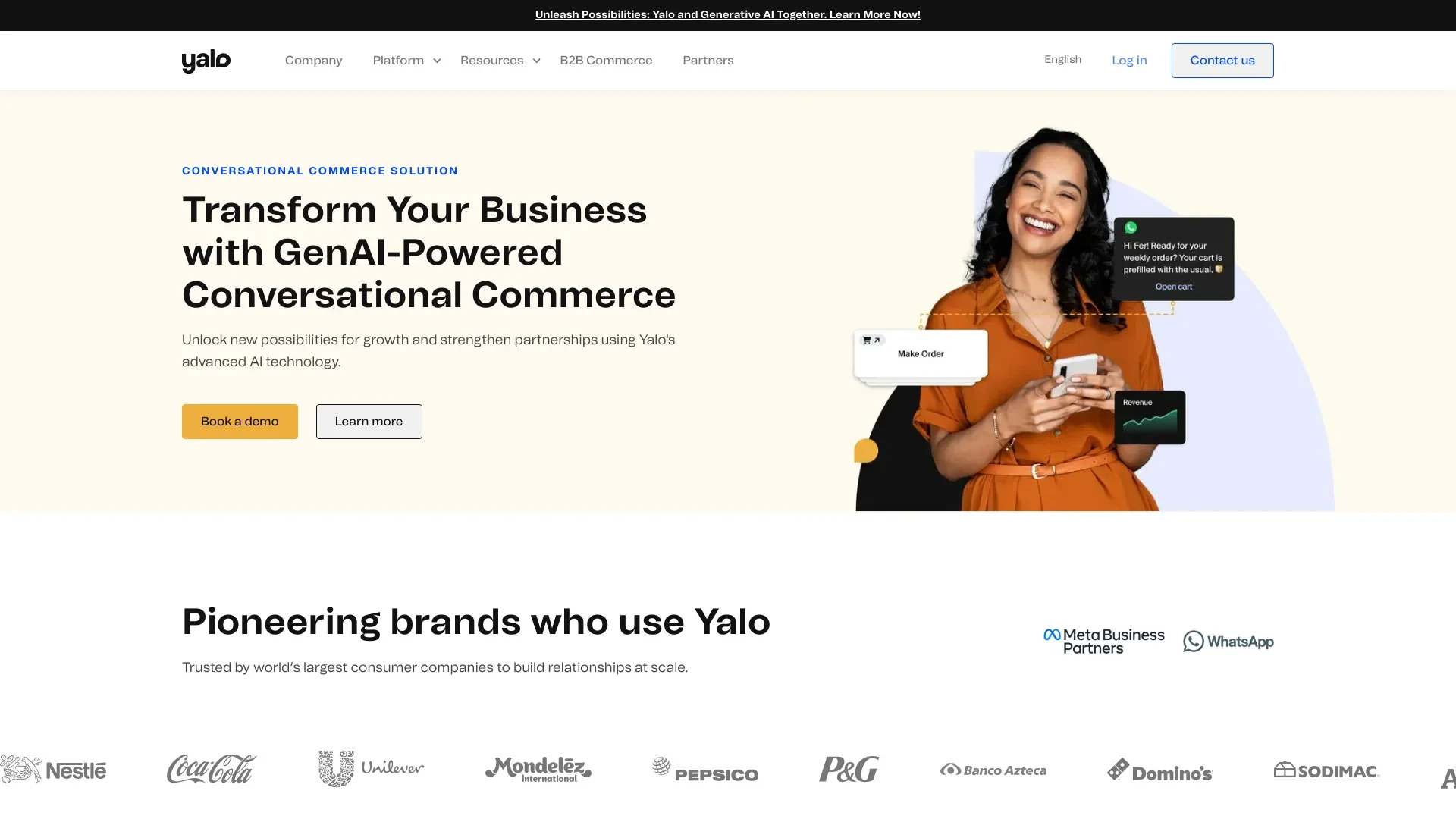 Yalo: Conversational Commerce Platform website preview