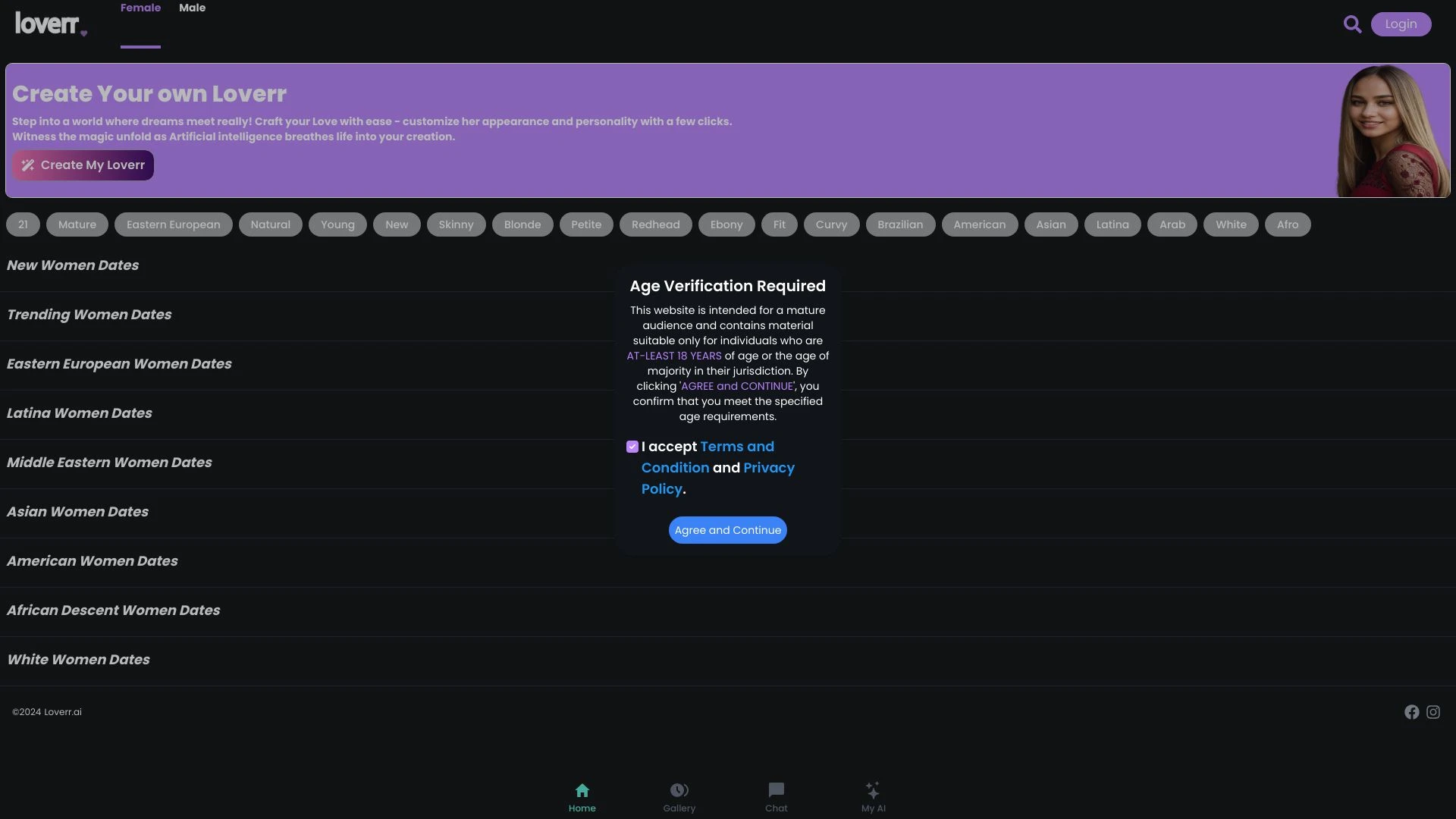 Loverr.ai website preview