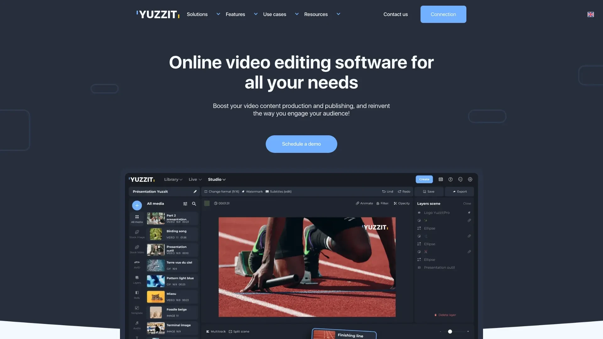 Yuzzit - Video editing & live streaming software website preview