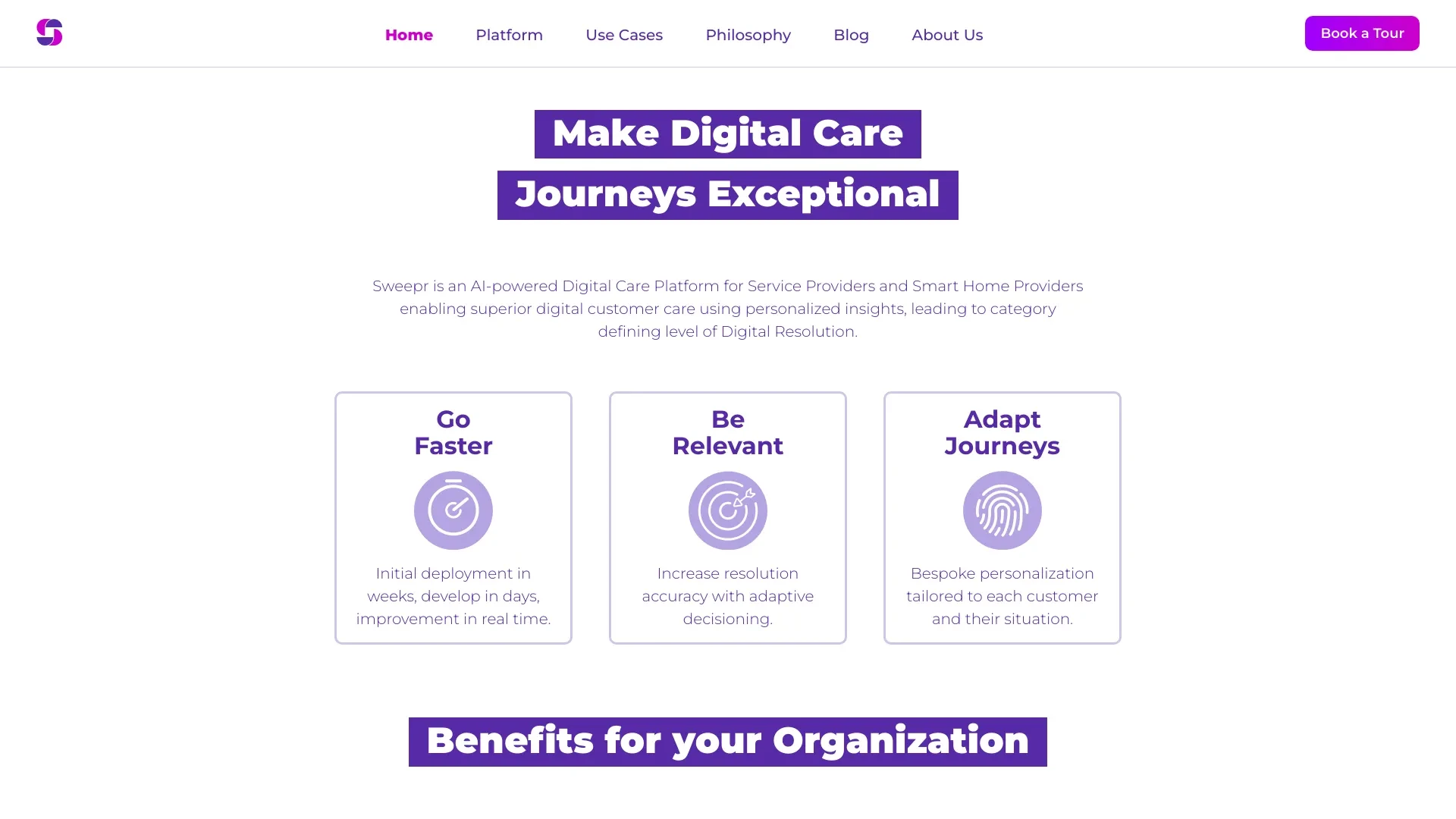 Sweepr - Digital Customer Care website preview