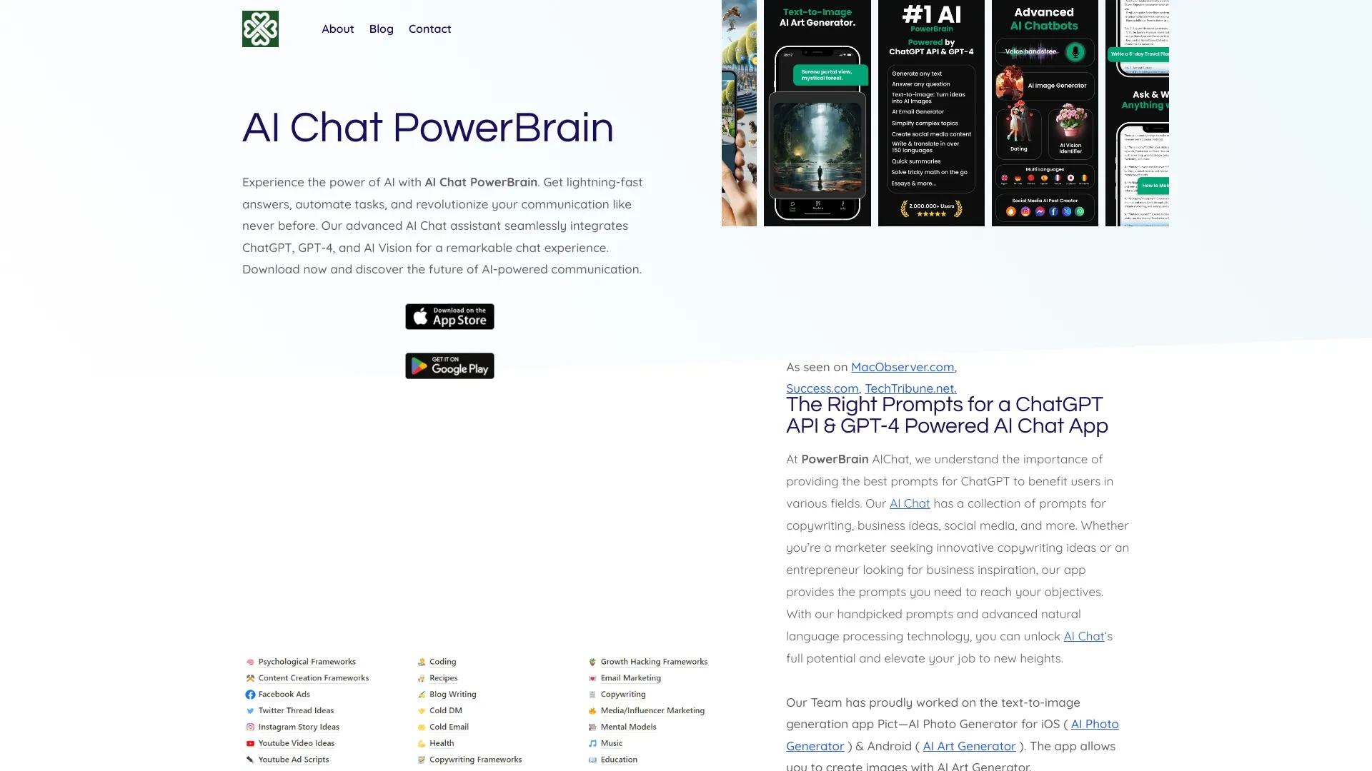 AI Chat PowerBrain website preview