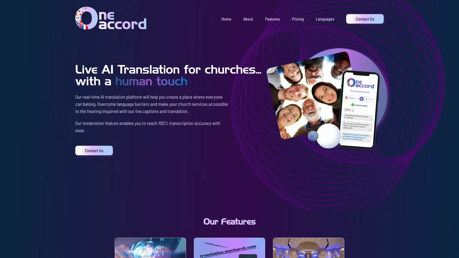 OneAccord website preview