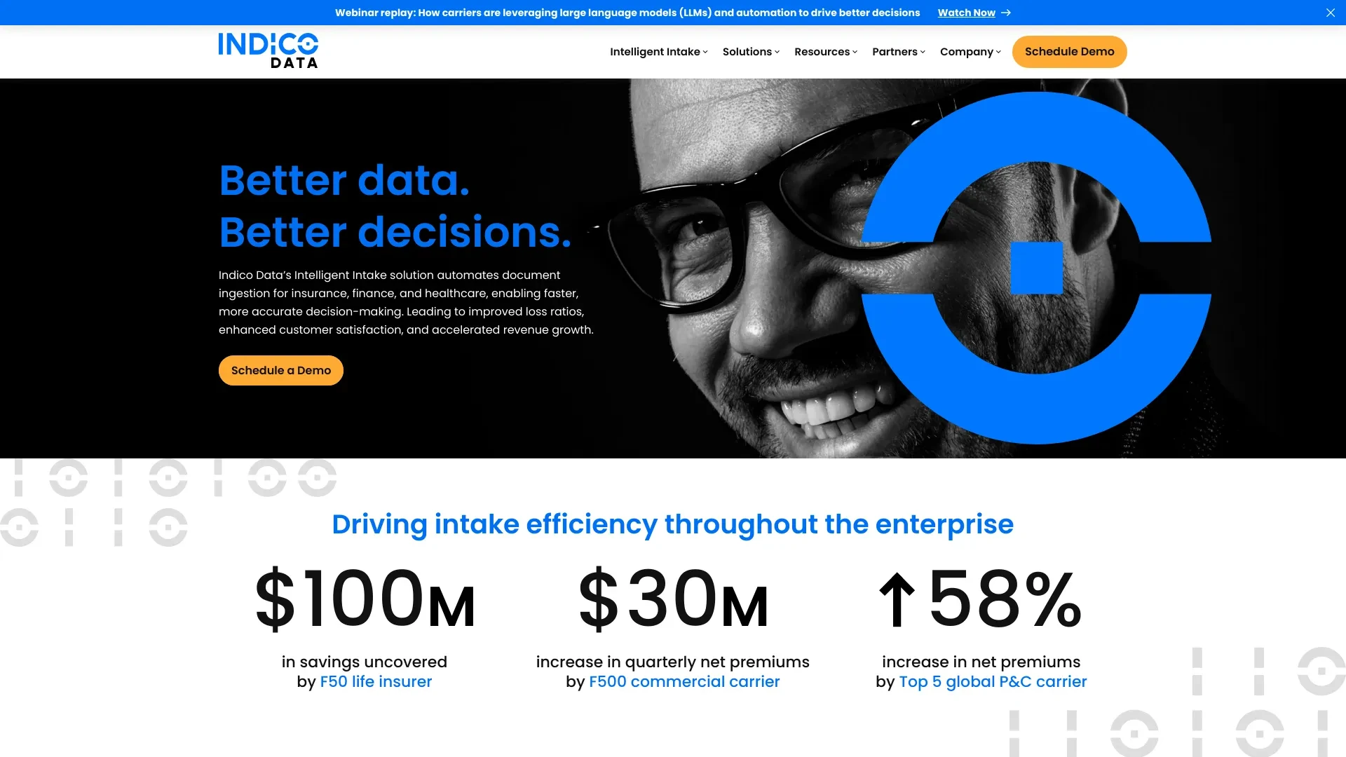 The Intelligent Intake Company - Indico Data website preview