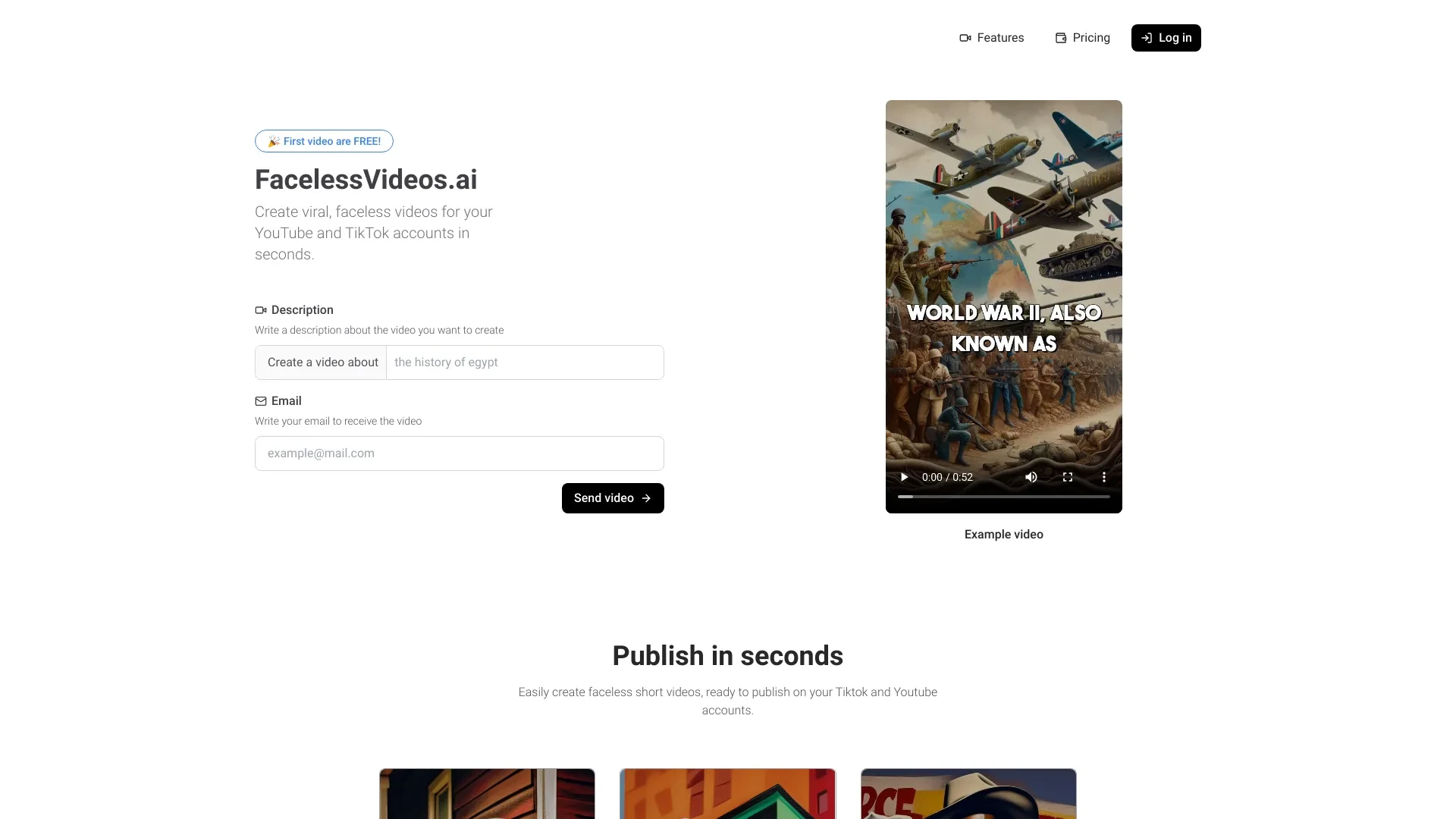 FacelessVideos website preview