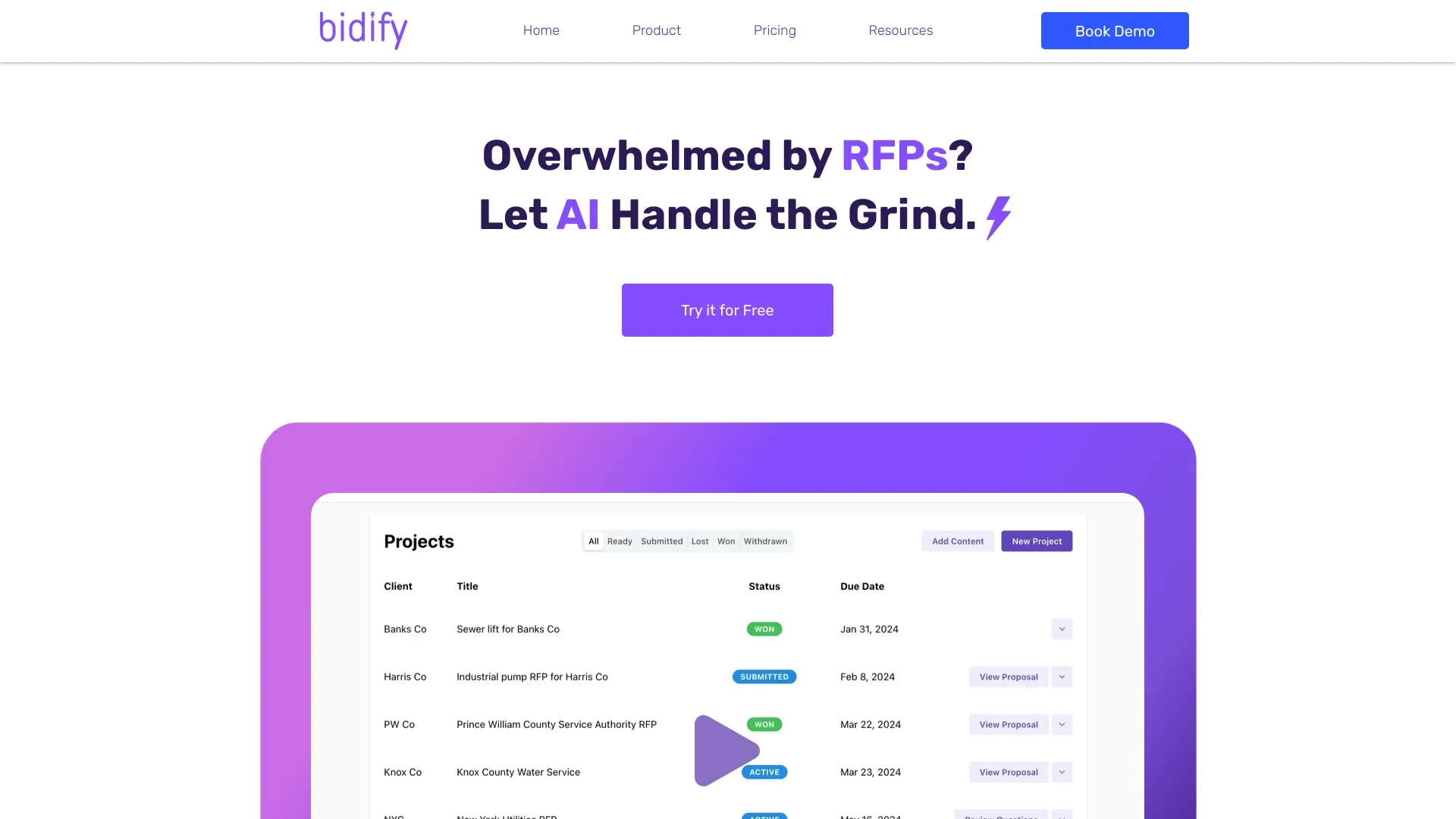 Bidify website preview