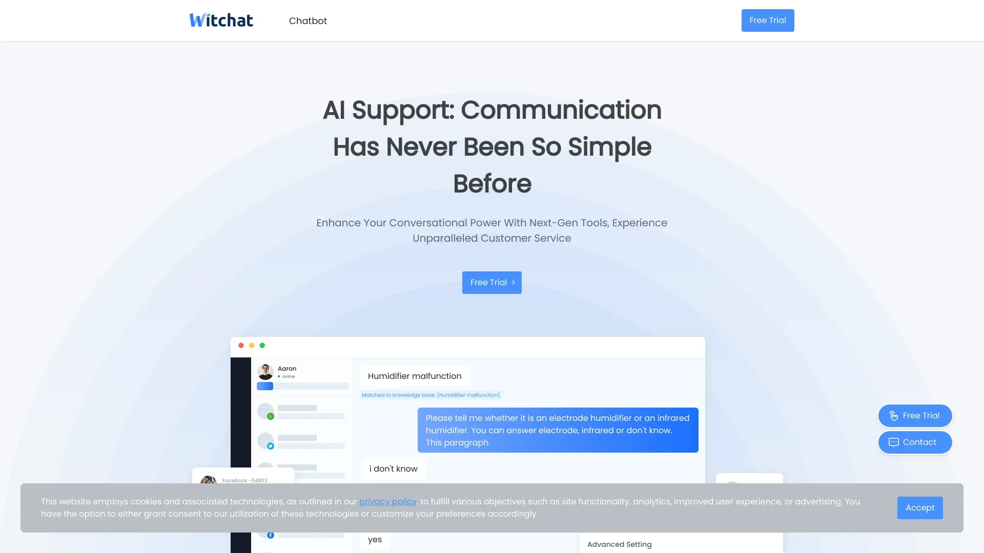 WitChat website preview