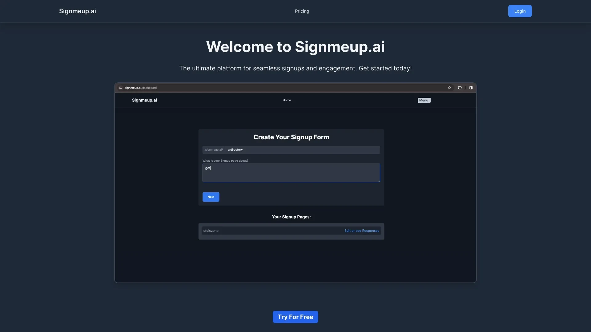 SignMeUp website preview