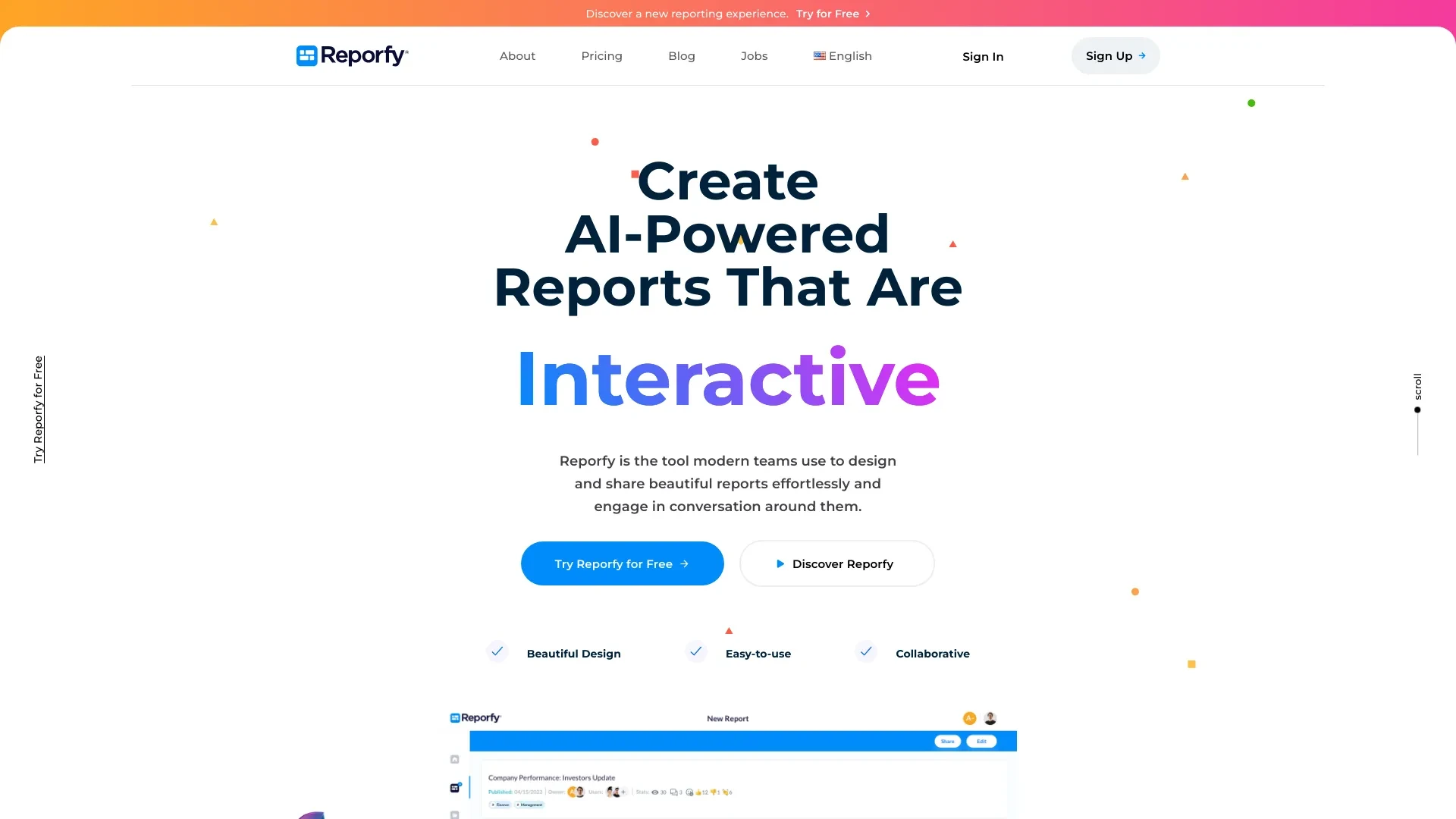 Reporfy website preview