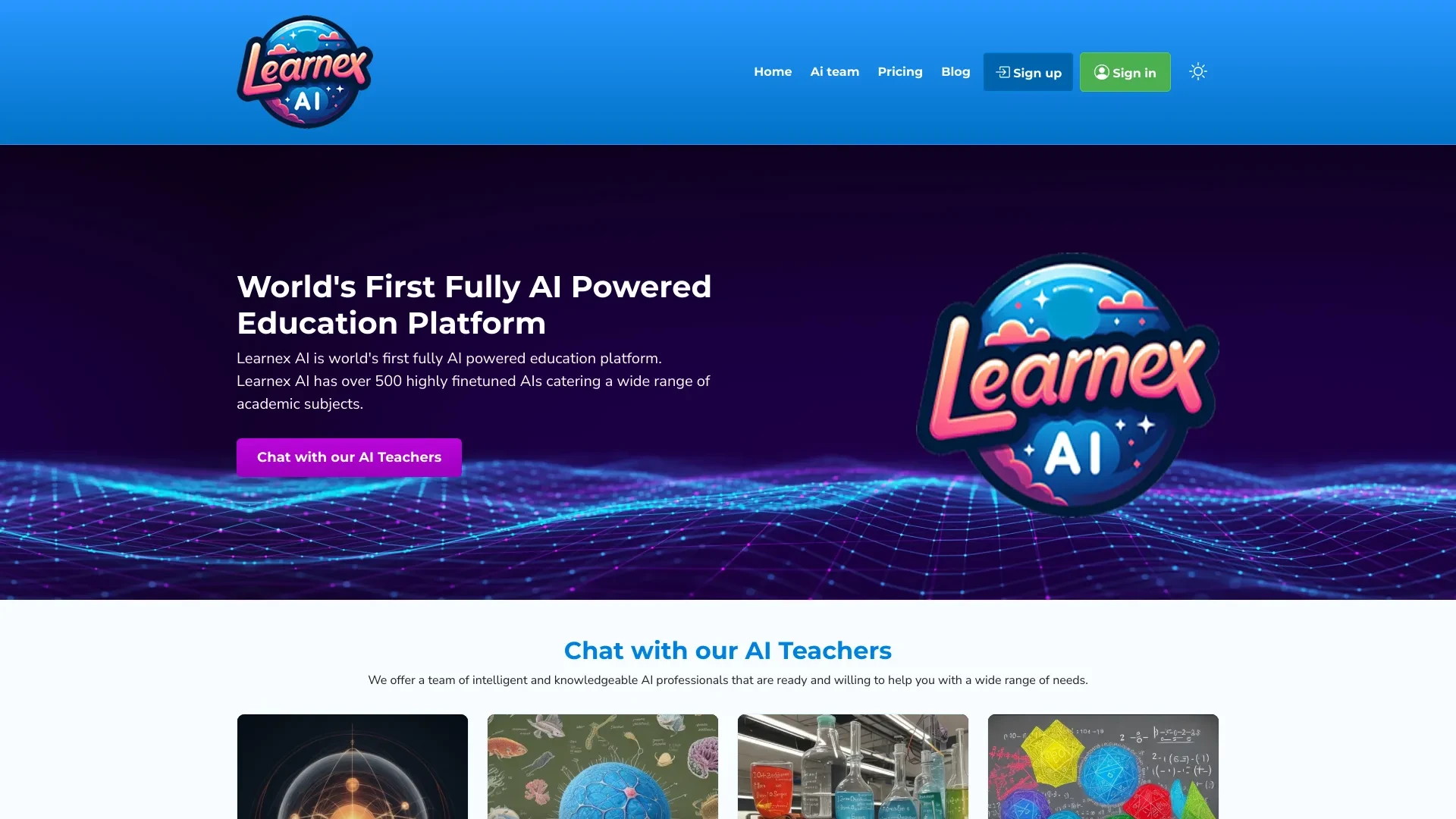 Learnex AI website preview