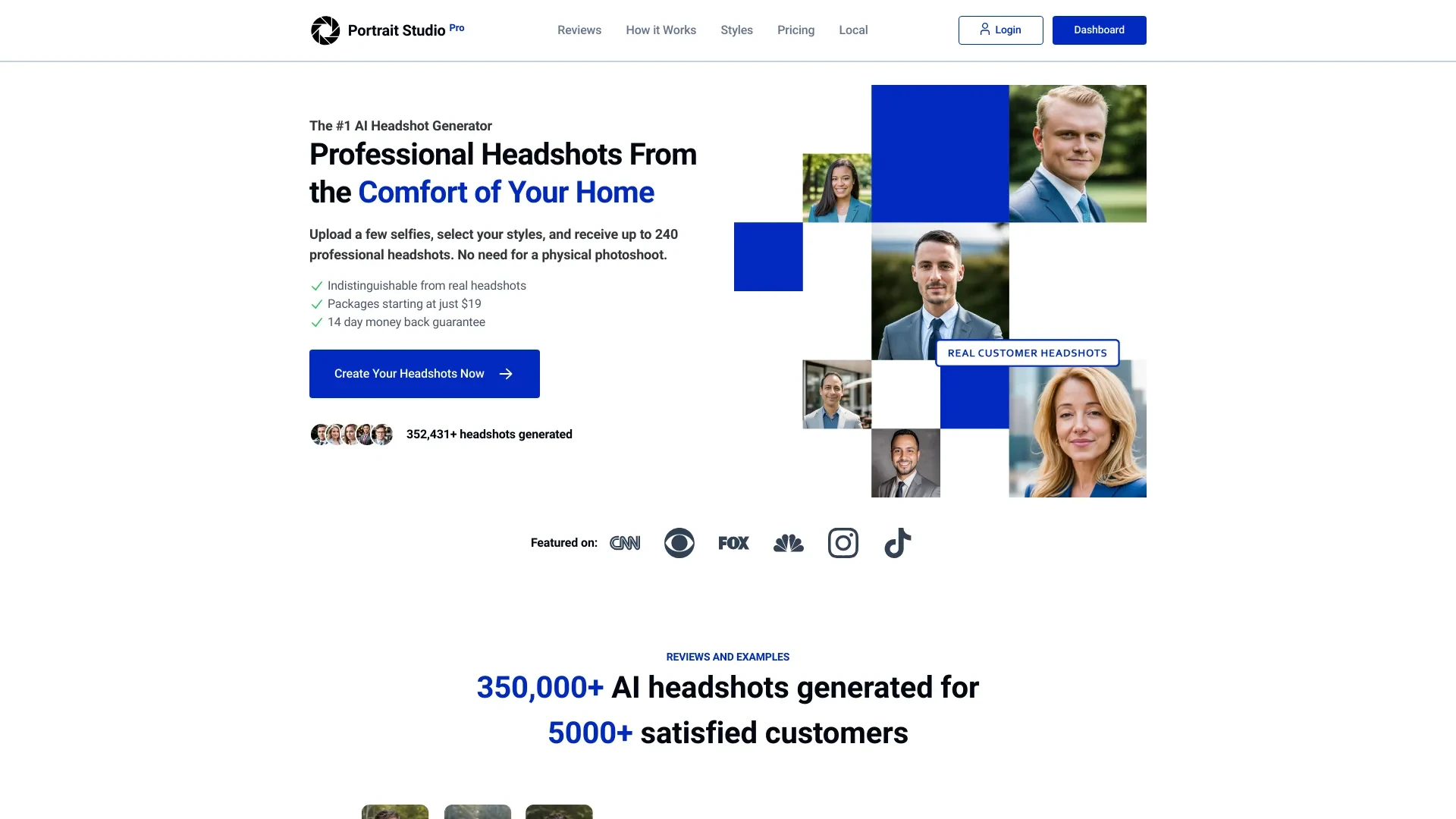 AI Generated Professional Headshots website preview