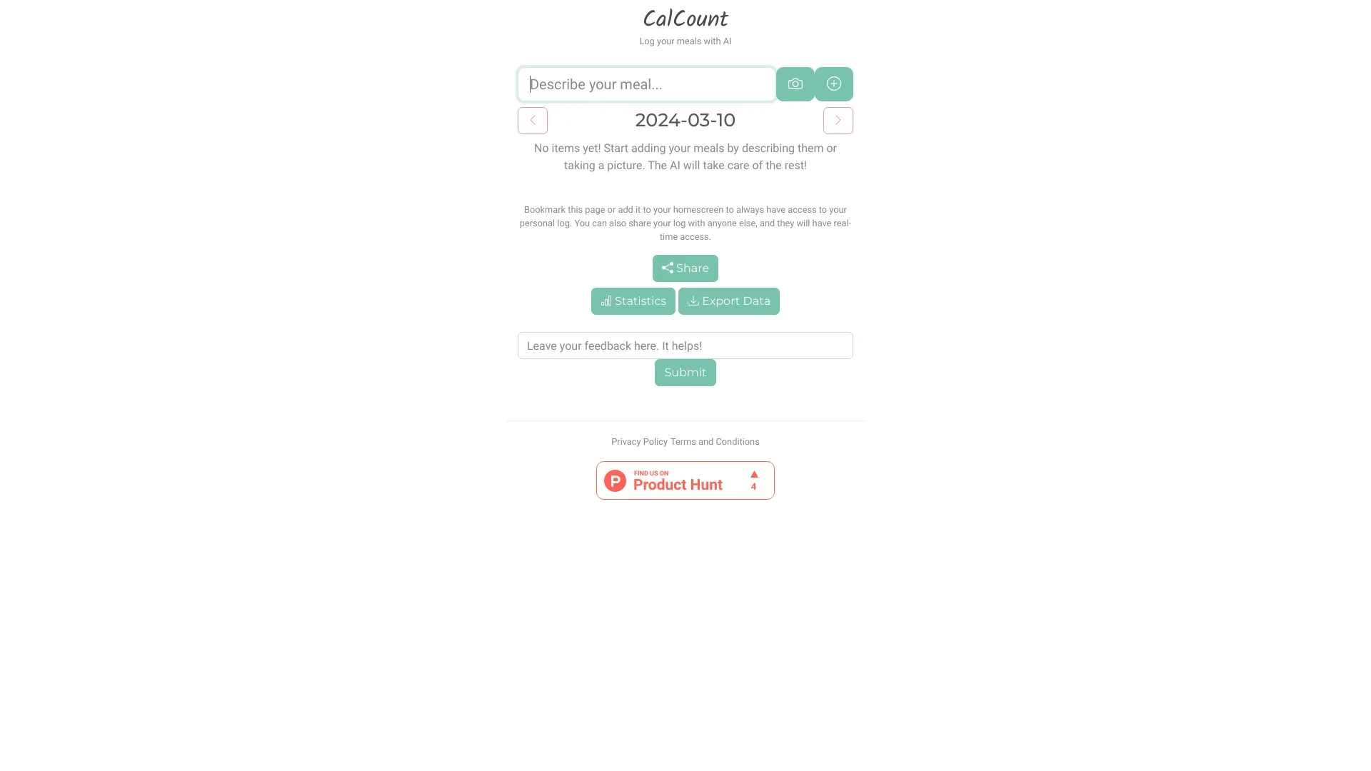 CalCount website preview