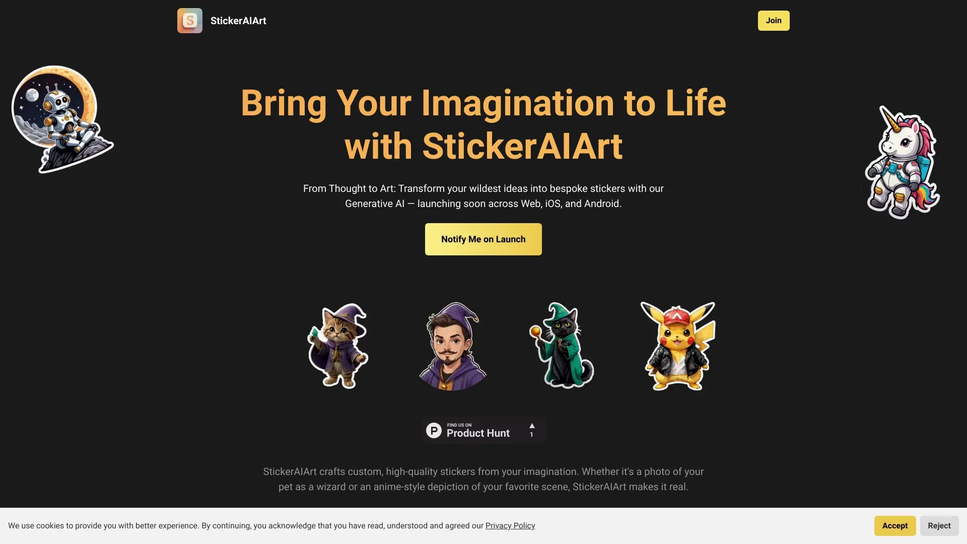 StickerAIArt website preview