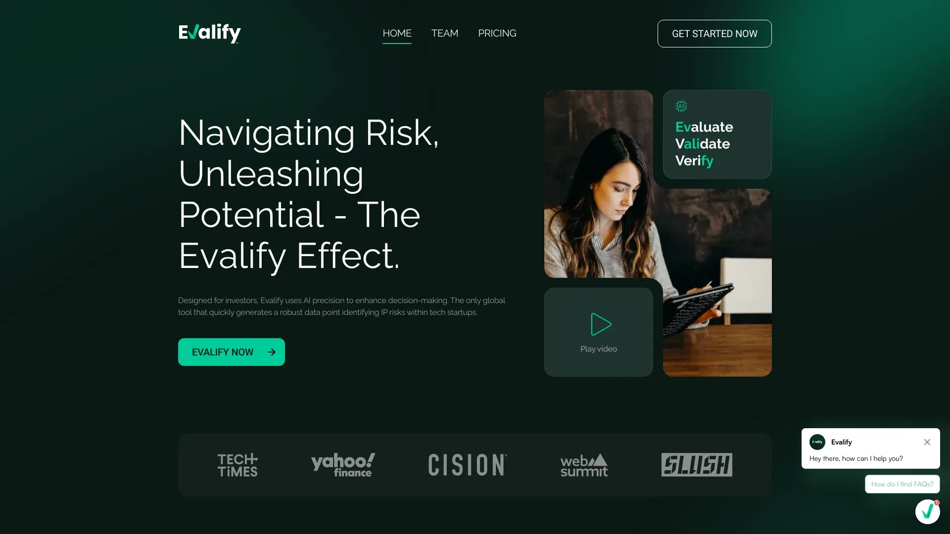 Evalify website preview