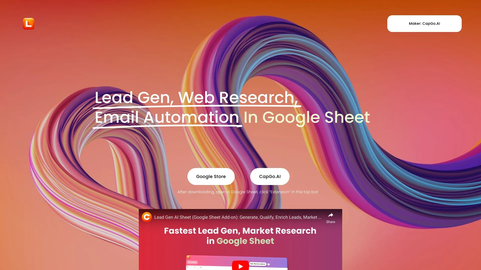 Lead Gen AI Sheet website preview