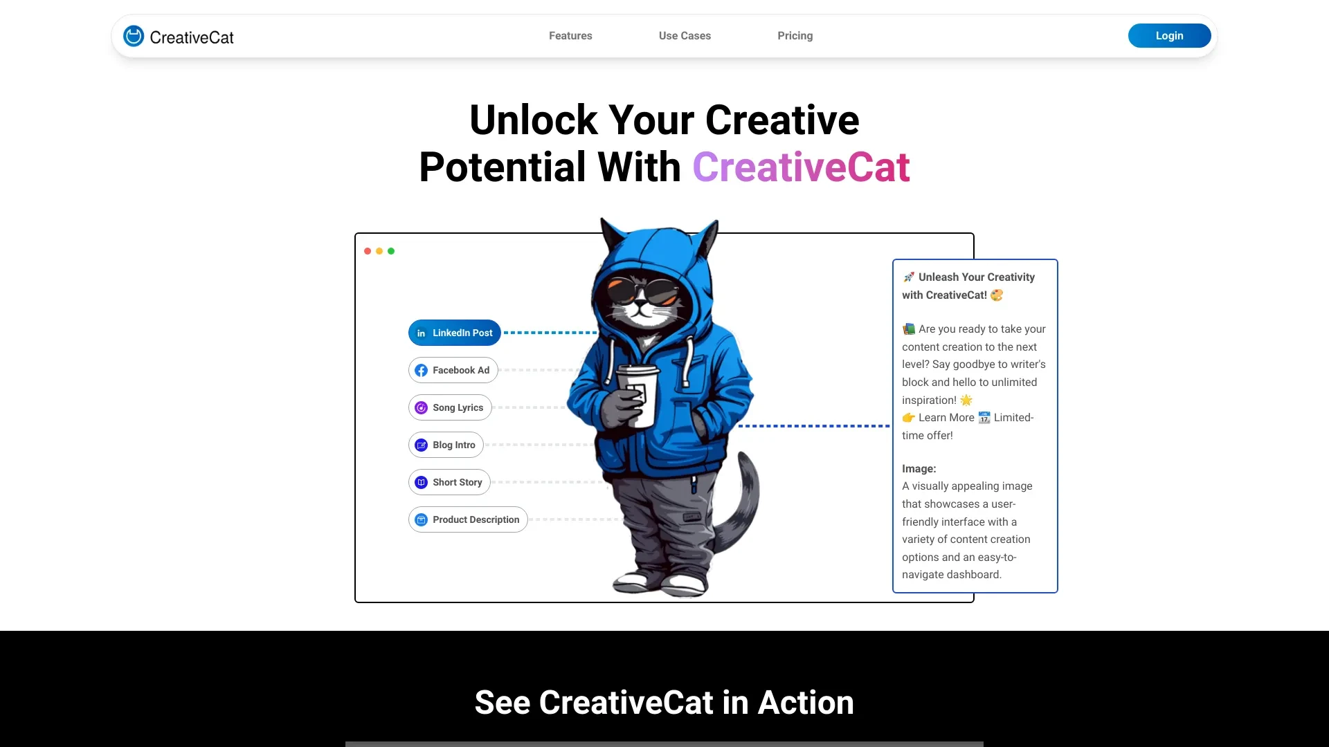 CreativeCat website preview