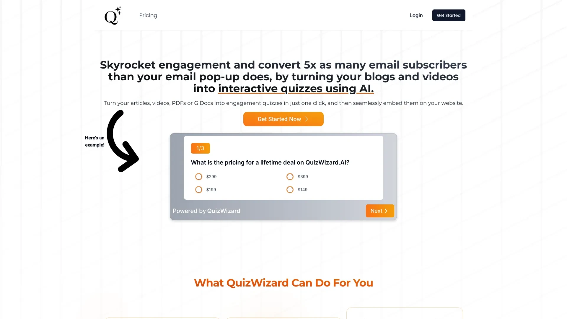 QuizWizard website preview