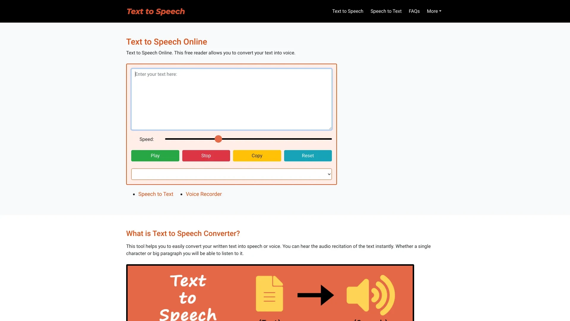 Text to Speech Online website preview