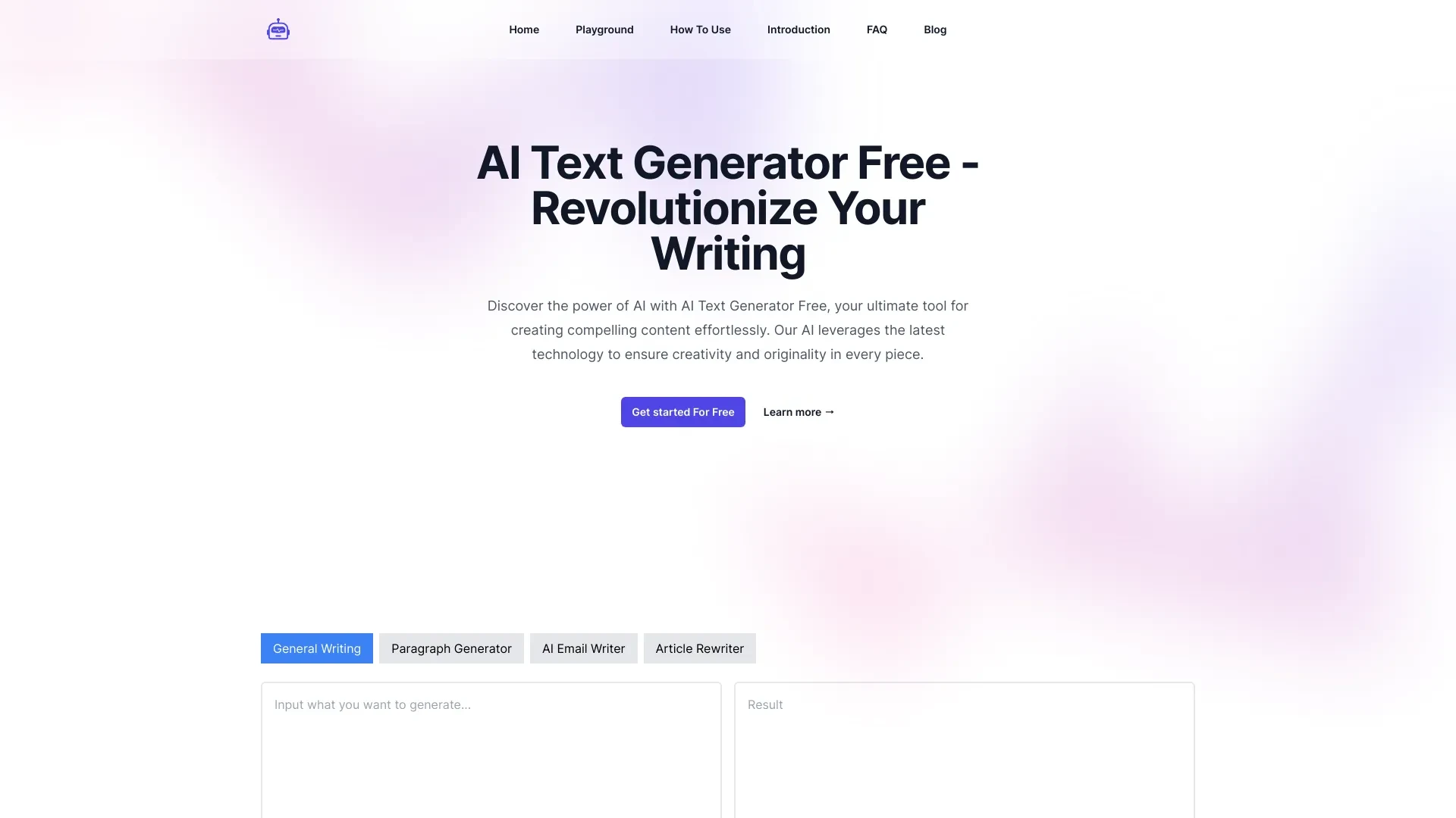 AI Text Generator website preview