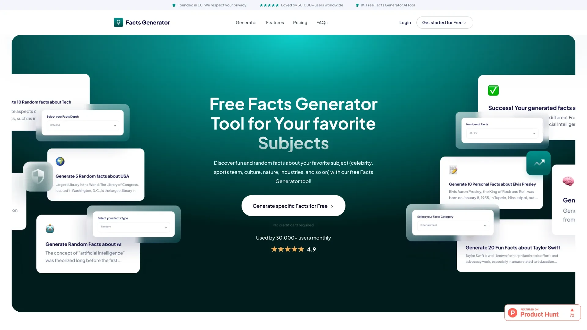 Facts-Generator.com website preview