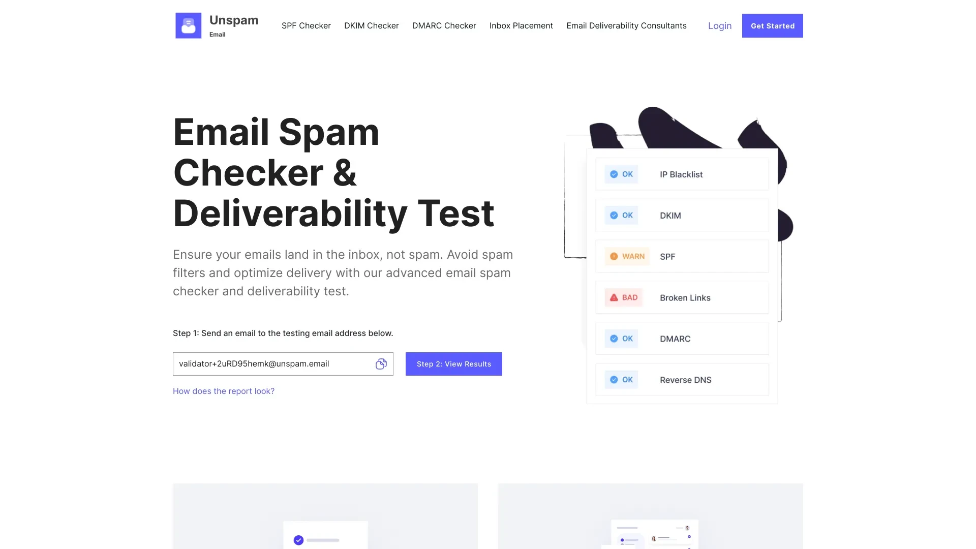 Unspam website preview