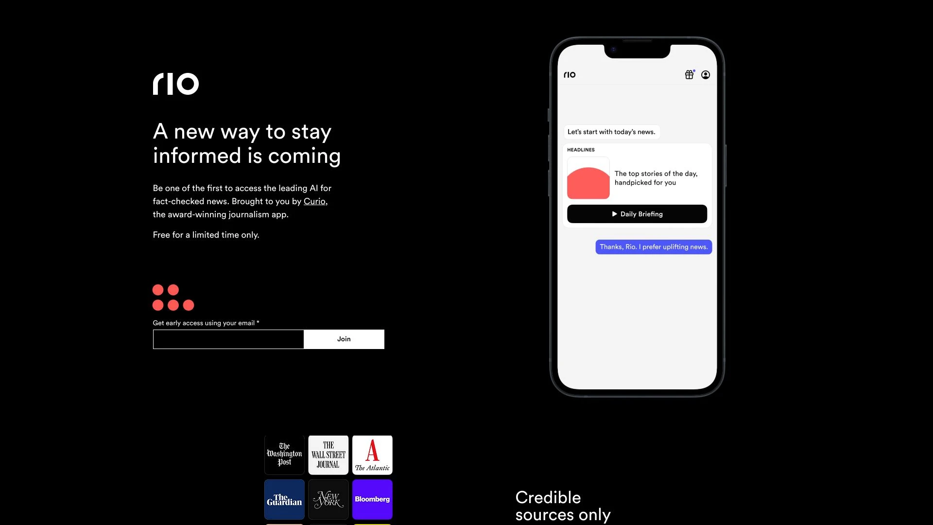 Rio | AI News Anchor website preview