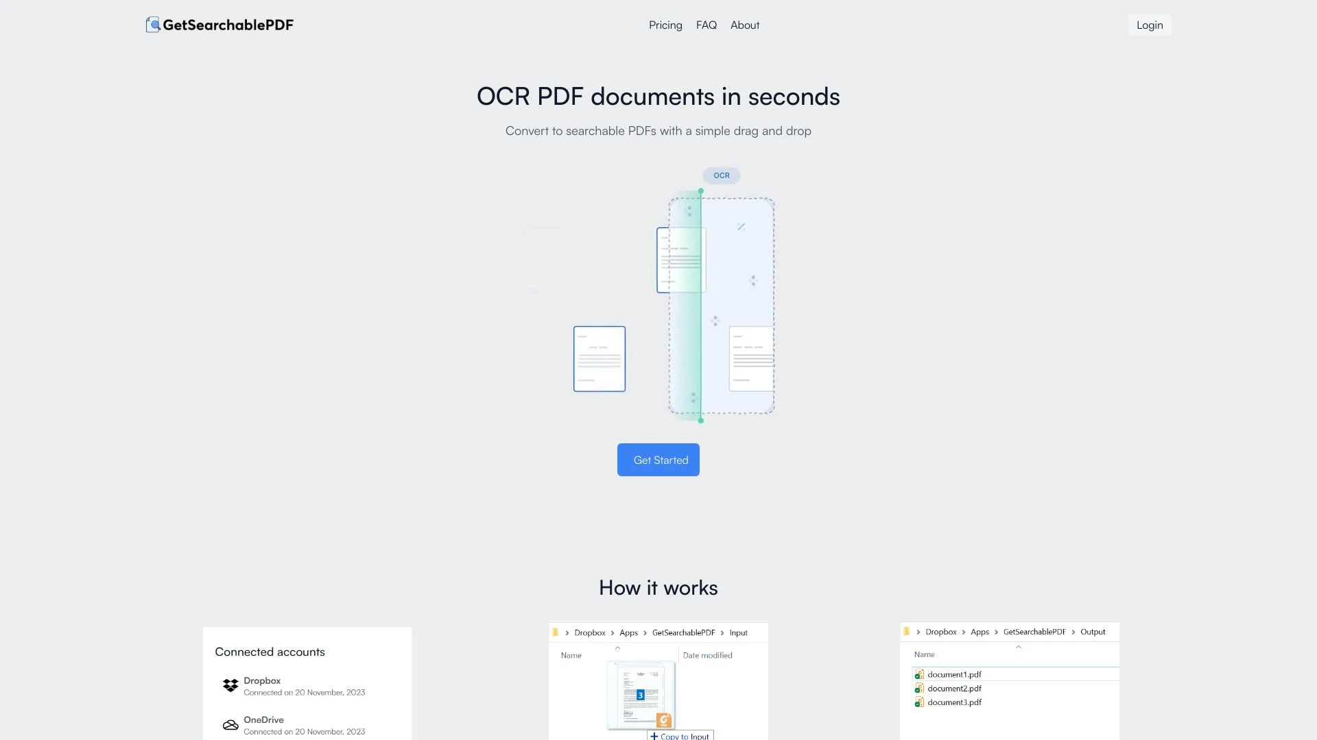 GetSearchablePDF website preview