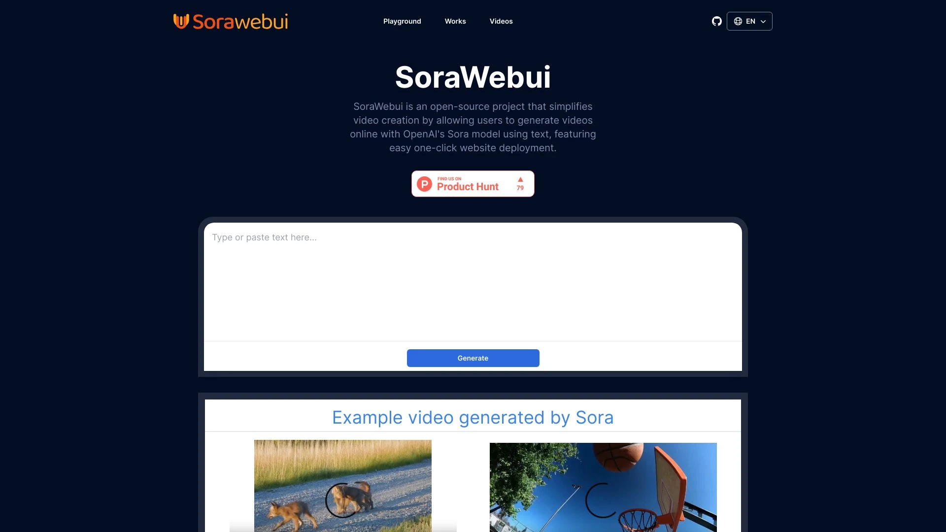 SoraWebui website preview