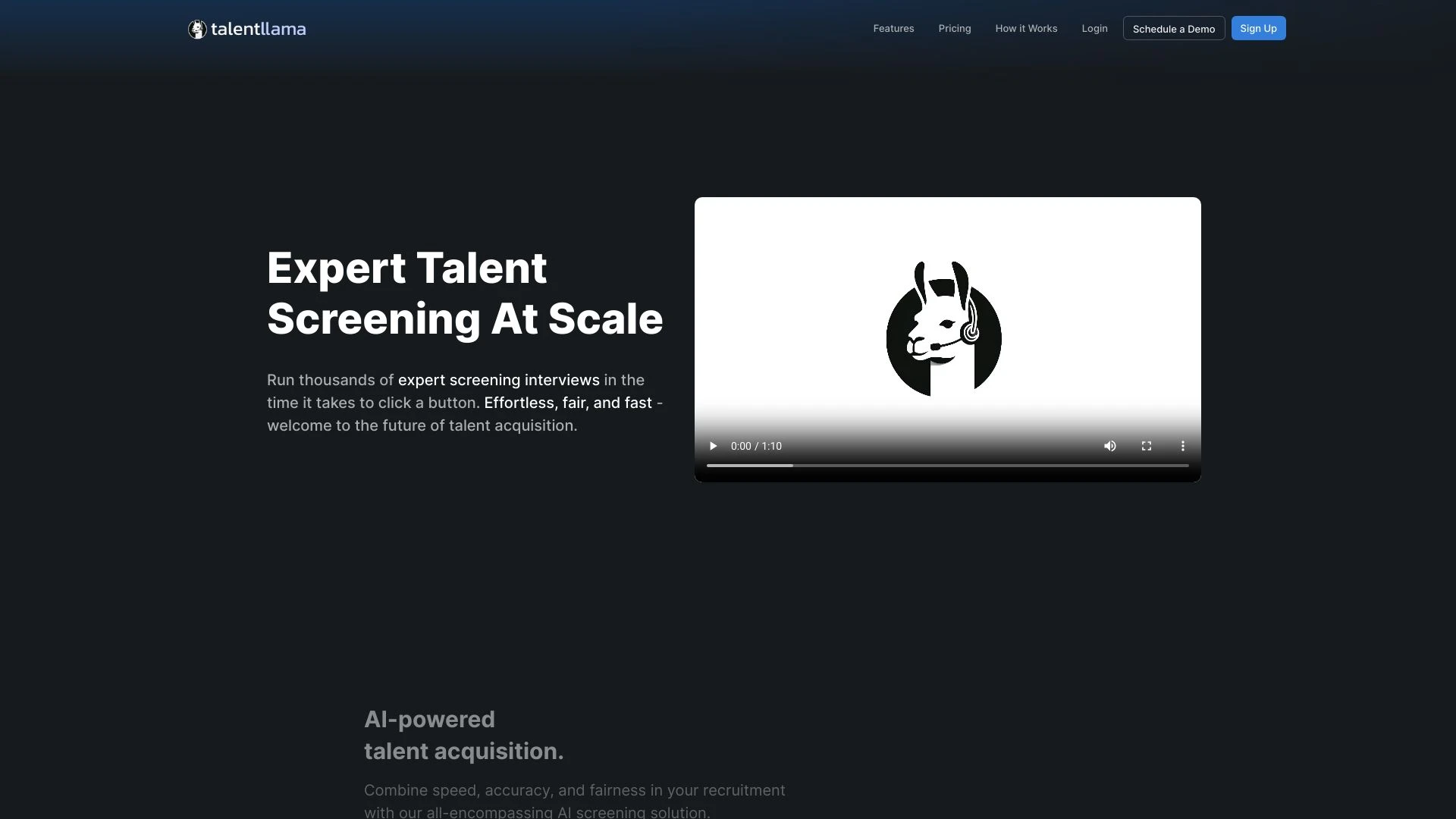 Talent Llama website preview