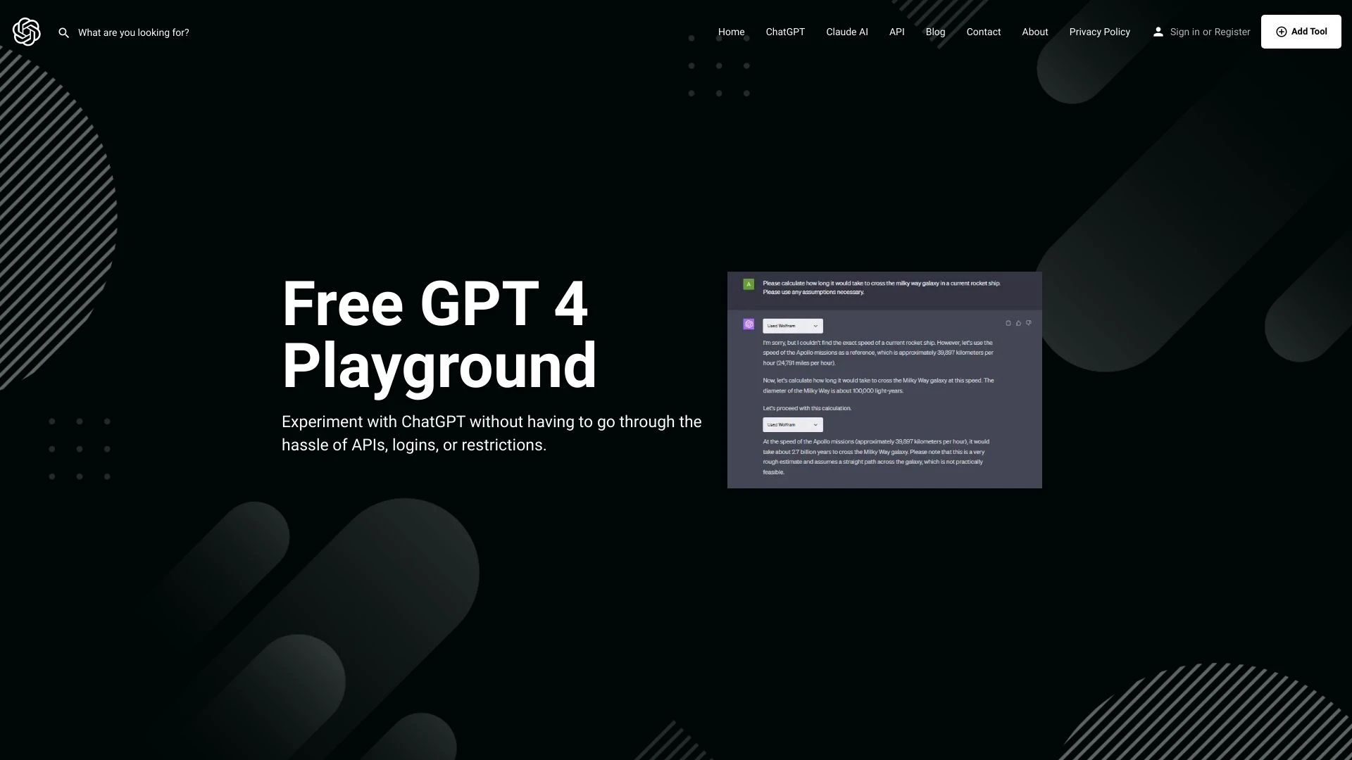 GPT4Free website preview