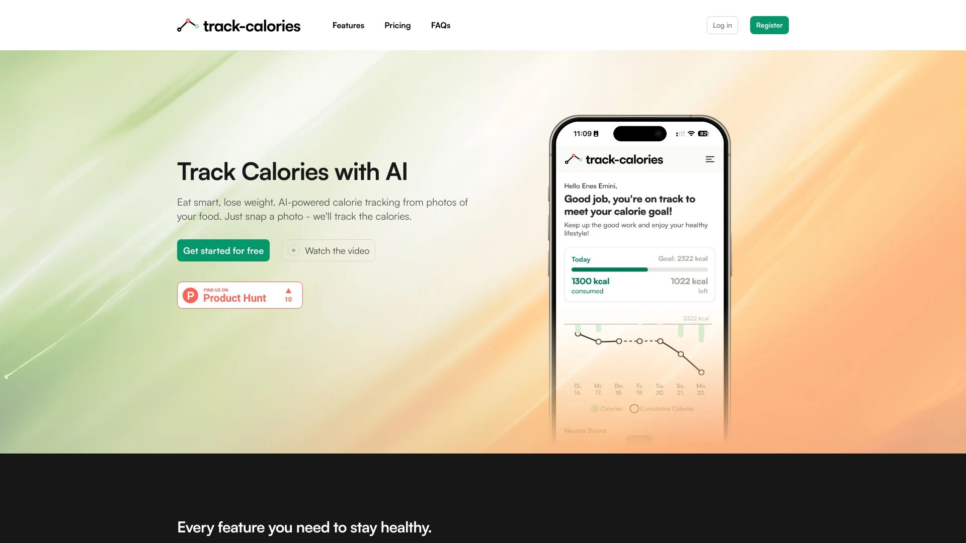 Track-Calories.com website preview