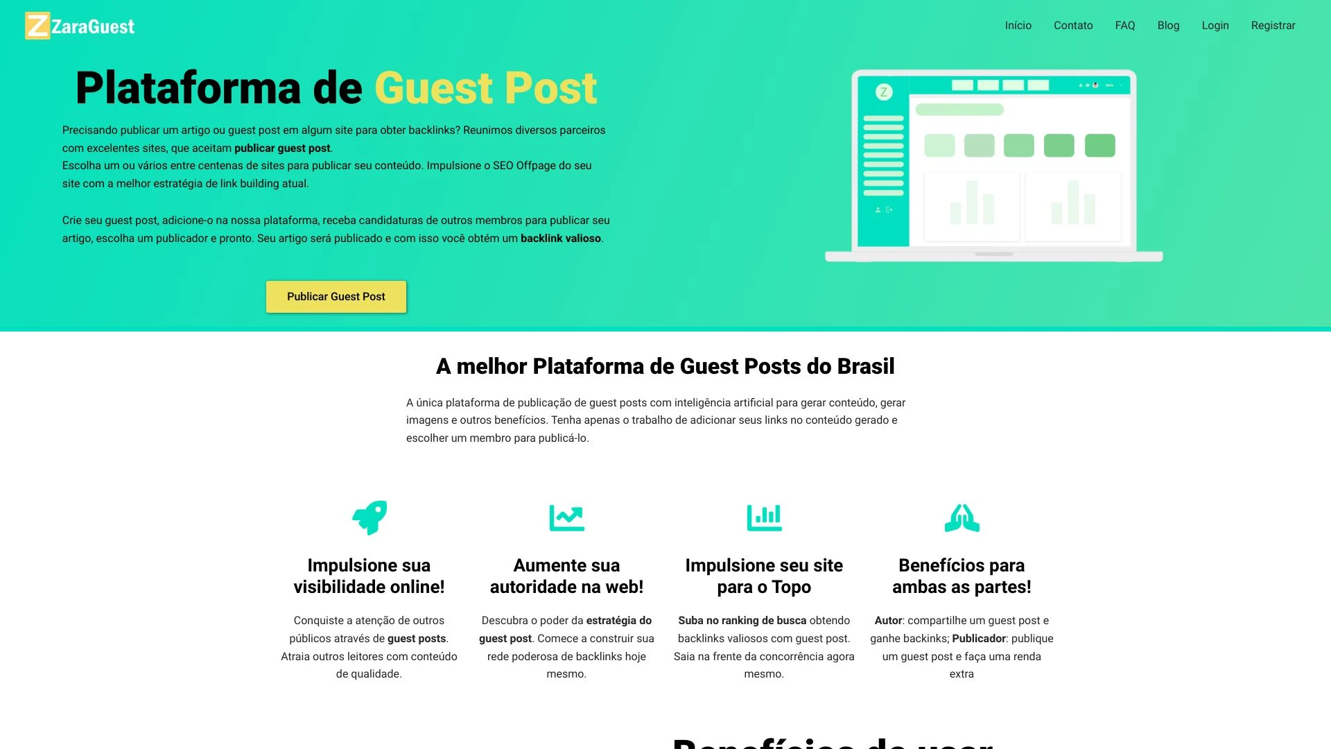 Plataforma de Guest Post - ZaraGuest website preview