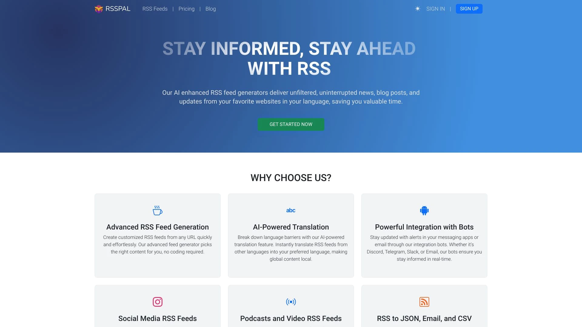 RSSPAL website preview